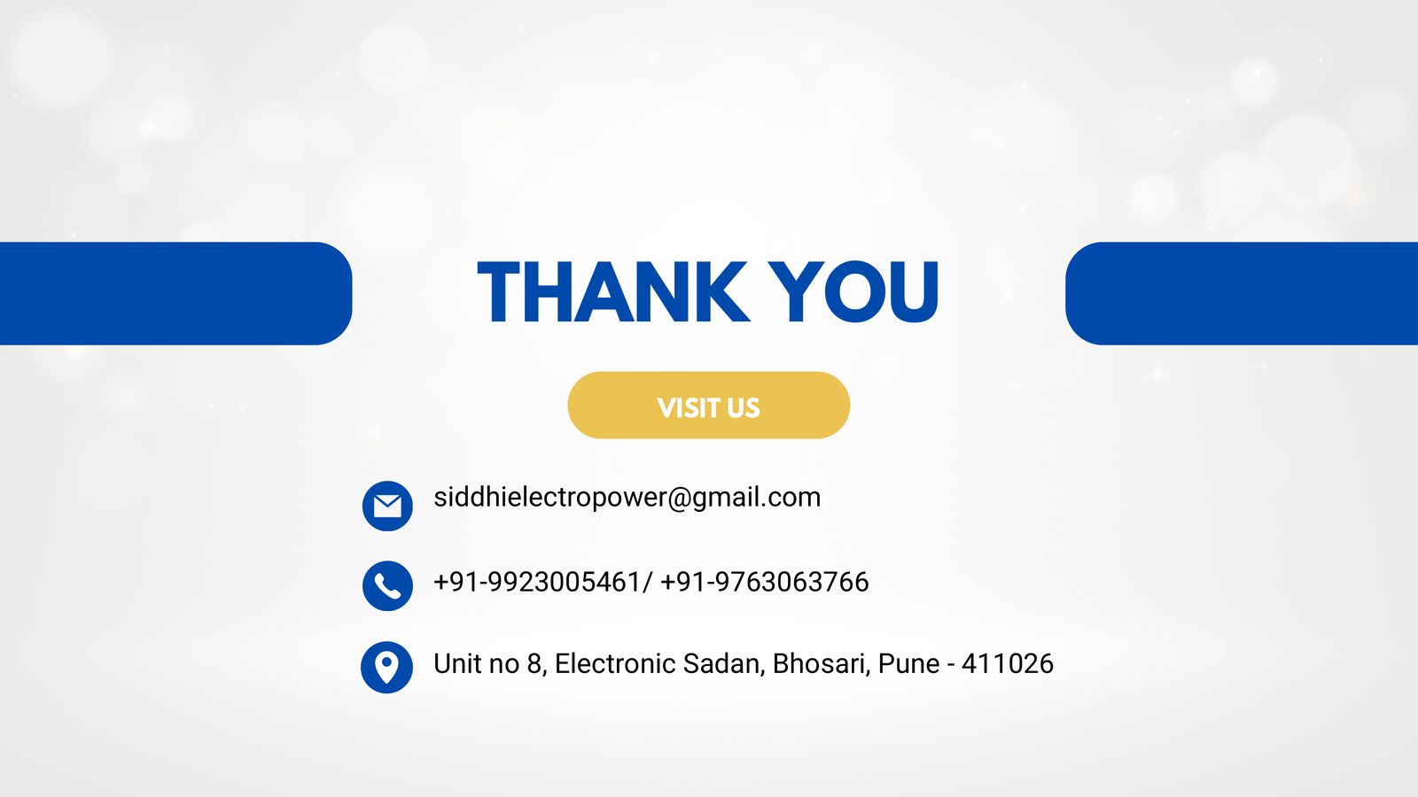 Siddhi Electro Power Location & Contact Slide